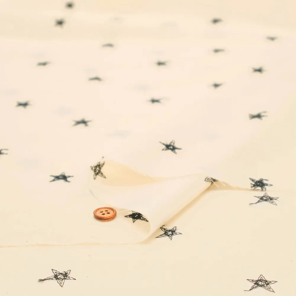 Cotton Cambric Embroidered Fabric - Star - nomura tailor