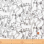 Cotton printed fabric BENARTEX Outline Cats - nomura tailor