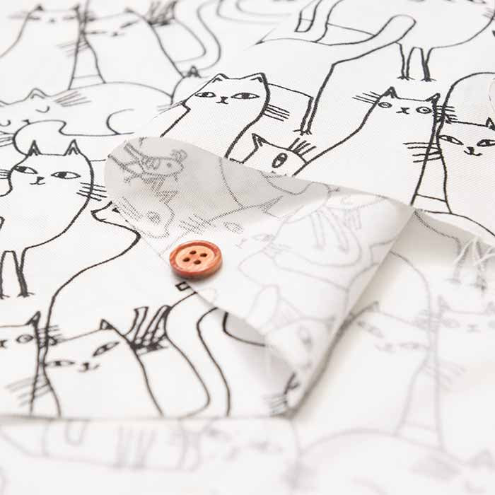 Cotton printed fabric BENARTEX Outline Cats - nomura tailor