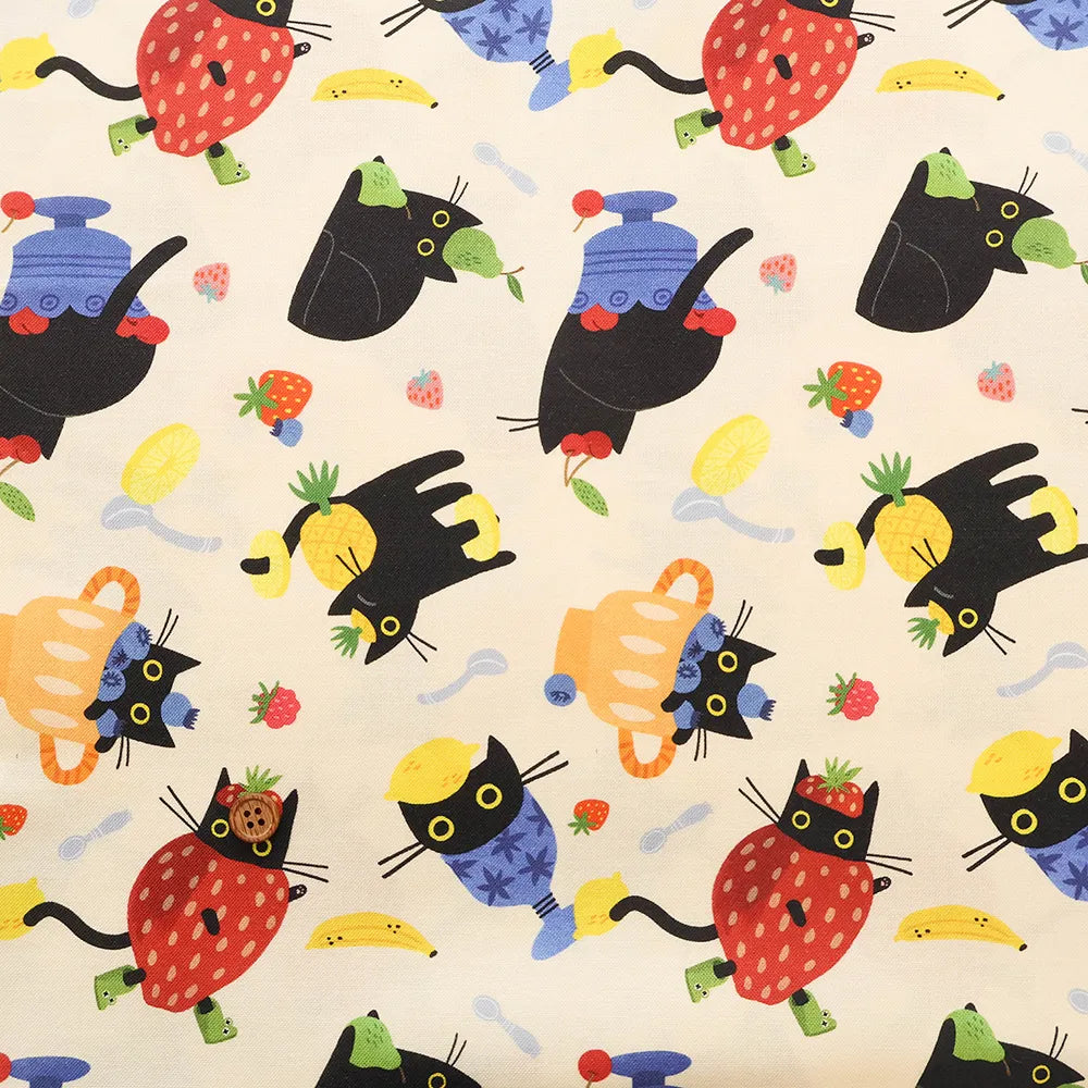 USA Cotton Printed Fabric TIMELESS TREASURE フルーツキャット - nomura tailor