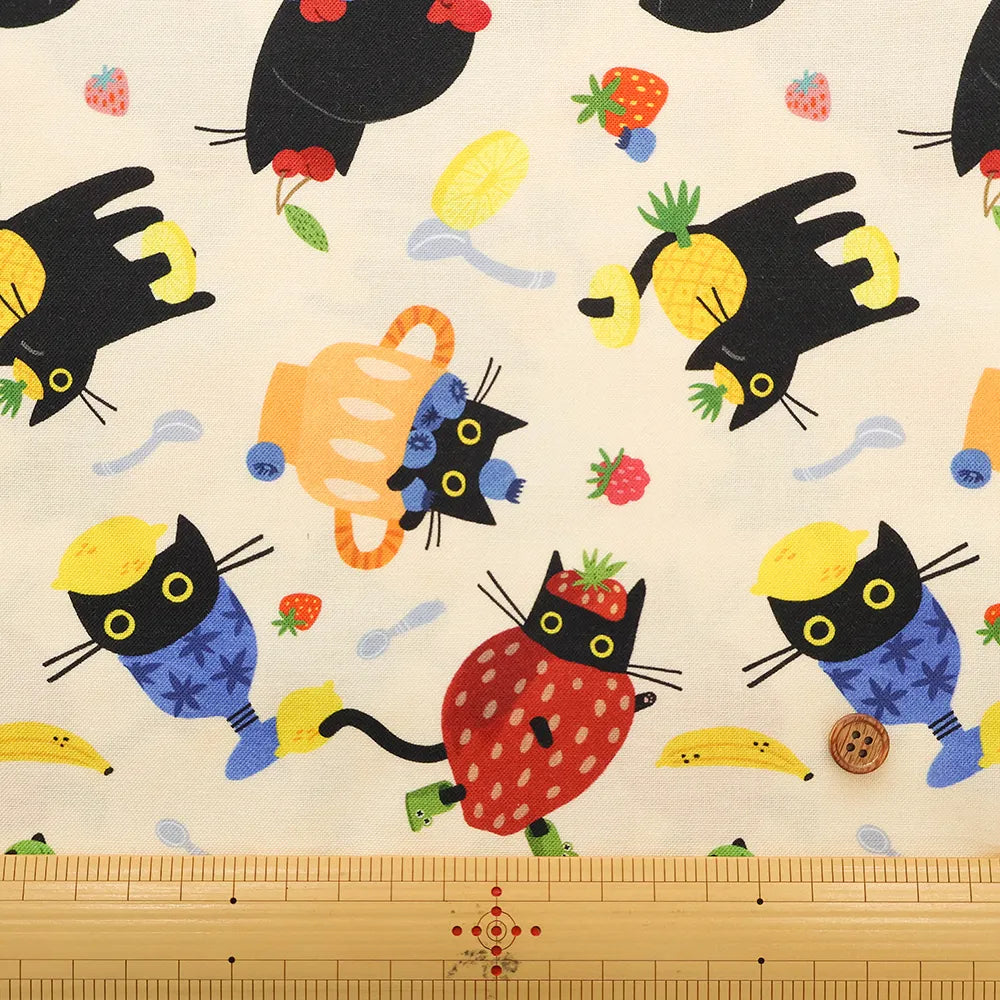 USA Cotton Printed Fabric TIMELESS TREASURE フルーツキャット - nomura tailor