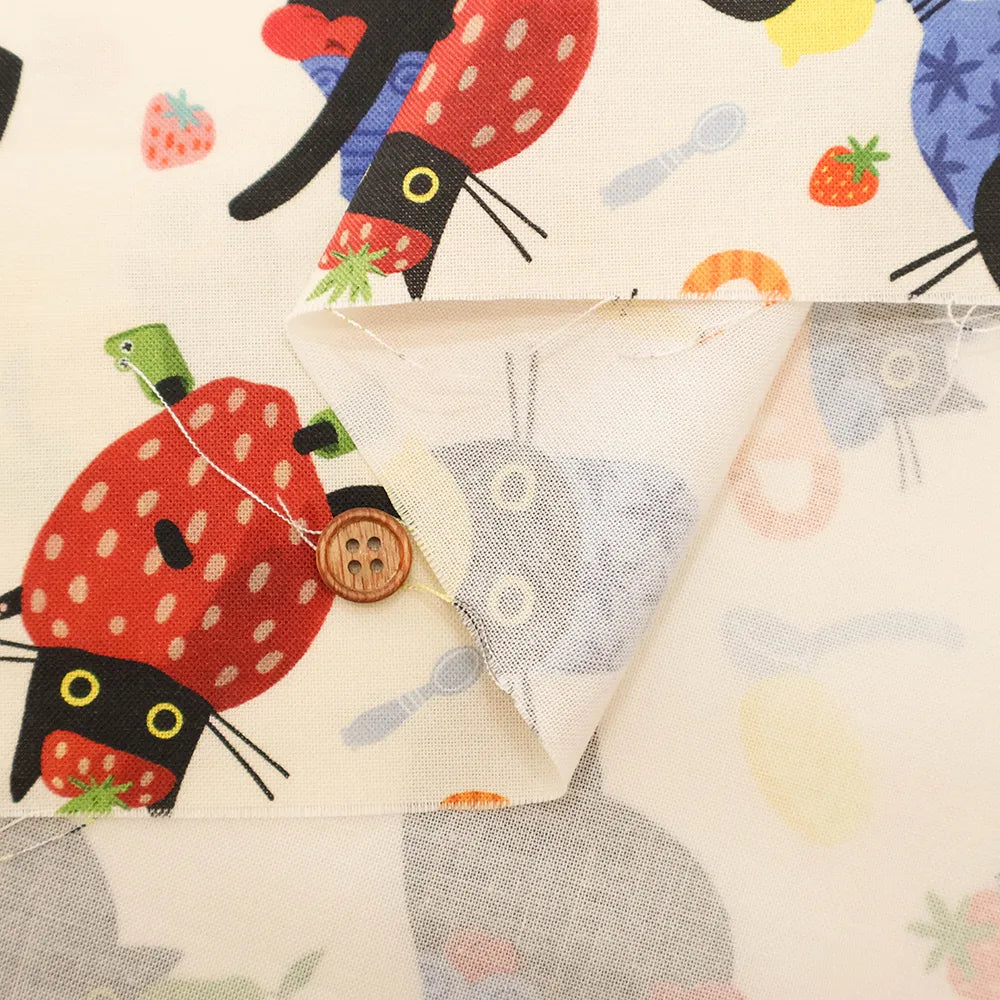 USA Cotton Printed Fabric TIMELESS TREASURE フルーツキャット - nomura tailor