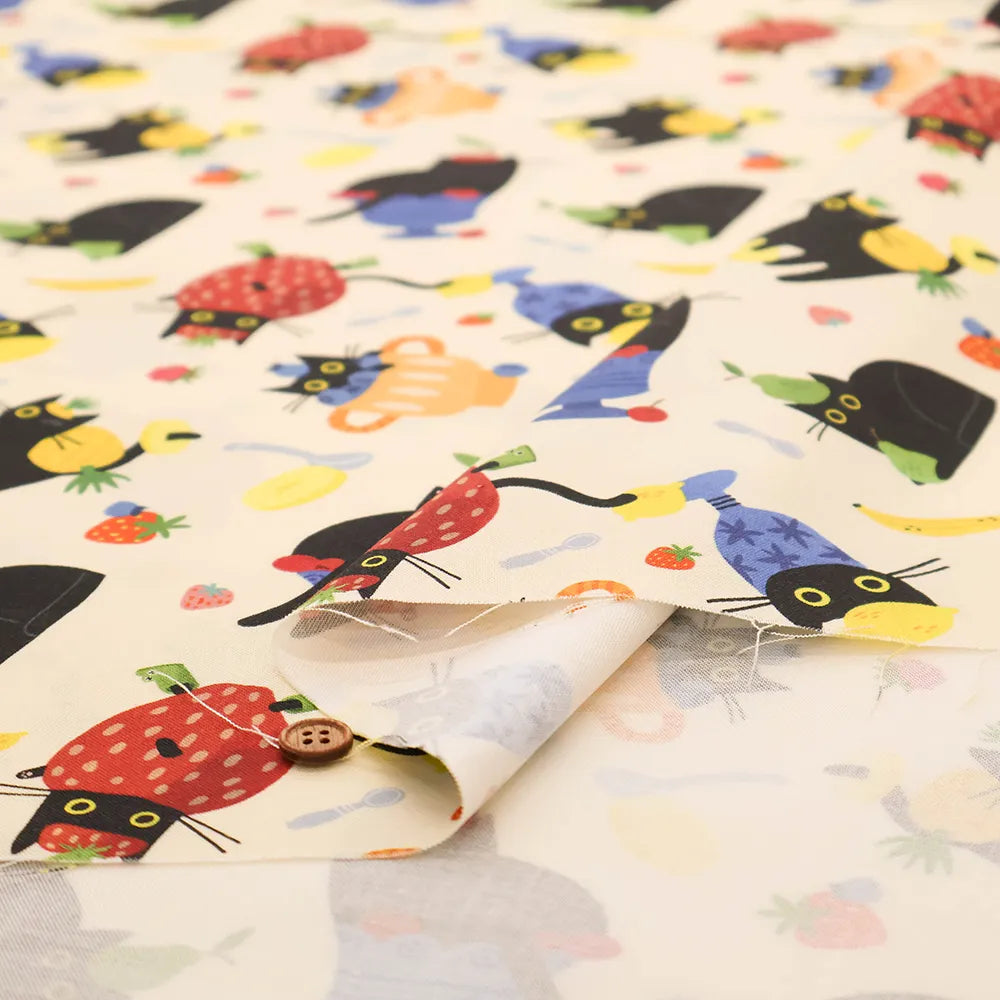 USA Cotton Printed Fabric TIMELESS TREASURE フルーツキャット - nomura tailor
