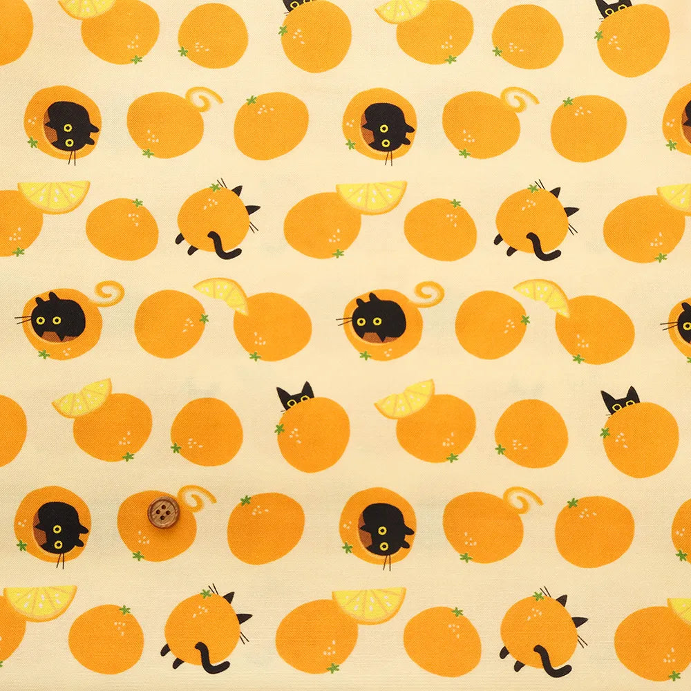 USA Cotton Printed Fabric TIMELESS TREASURE オレンジキャット - nomura tailor