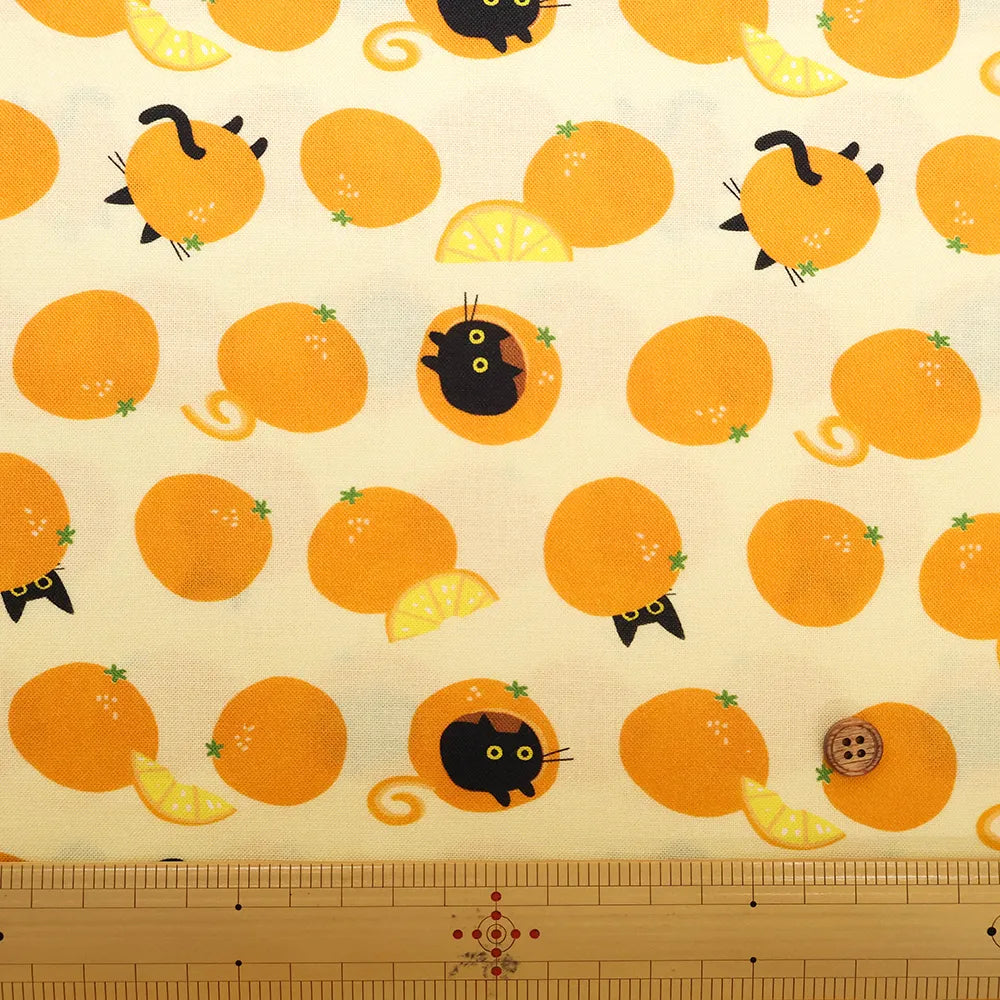 USA Cotton Printed Fabric TIMELESS TREASURE オレンジキャット - nomura tailor