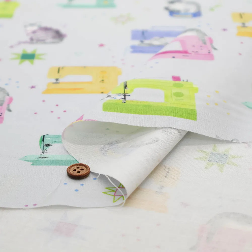 USA Cotton Printed Fabric TIMELESS TREASURE ミシンとネコ - nomura tailor