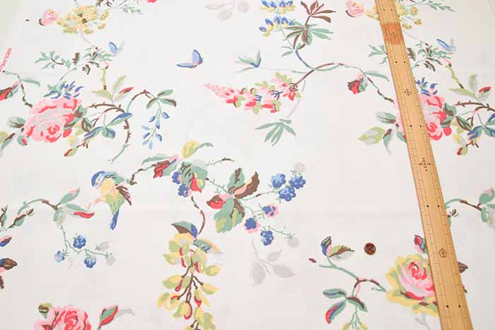 Cotton light canvas fabric <Birds and Roses Multi> by Cath Kidston - nomura tailor