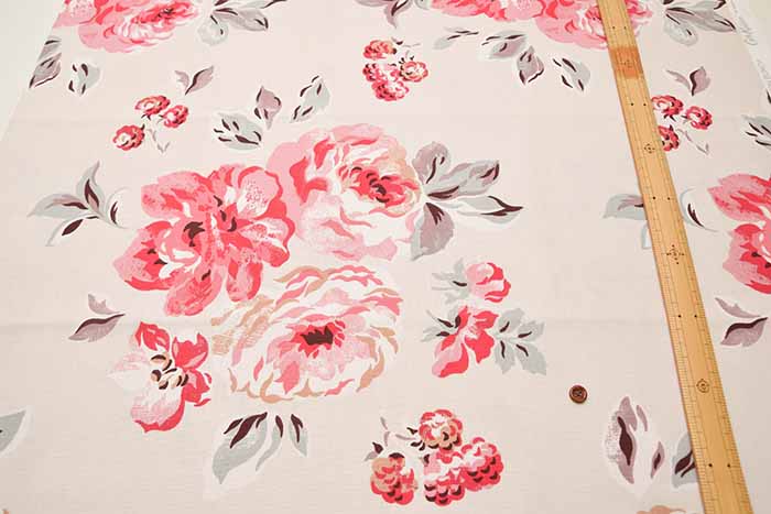 Cotton light canvas fabric <Brampton Bunch Raspberry> by Cath Kidston - nomura tailor