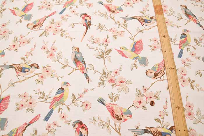 Cotton light canvas fabric <British Birds Pastel> by Cath Kidston - nomura tailor