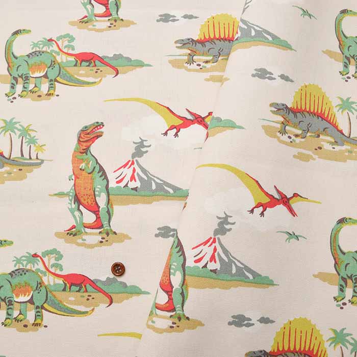 Cotton Light Canvas Fabric <Dino Multi by Cath Kidston - nomura tailor