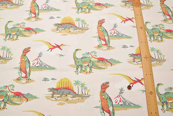 Cotton Light Canvas Fabric <Dino Multi by Cath Kidston - nomura tailor