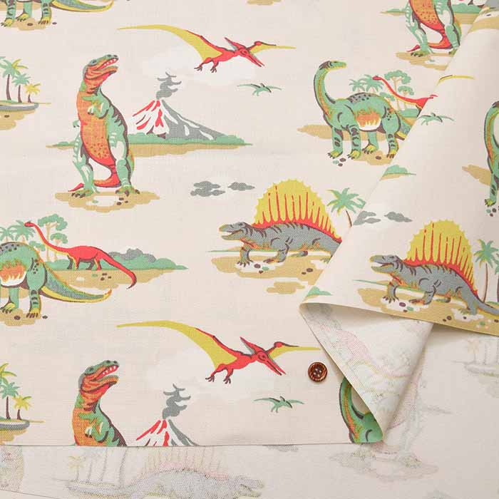 Cotton Light Canvas Fabric <Dino Multi by Cath Kidston - nomura tailor