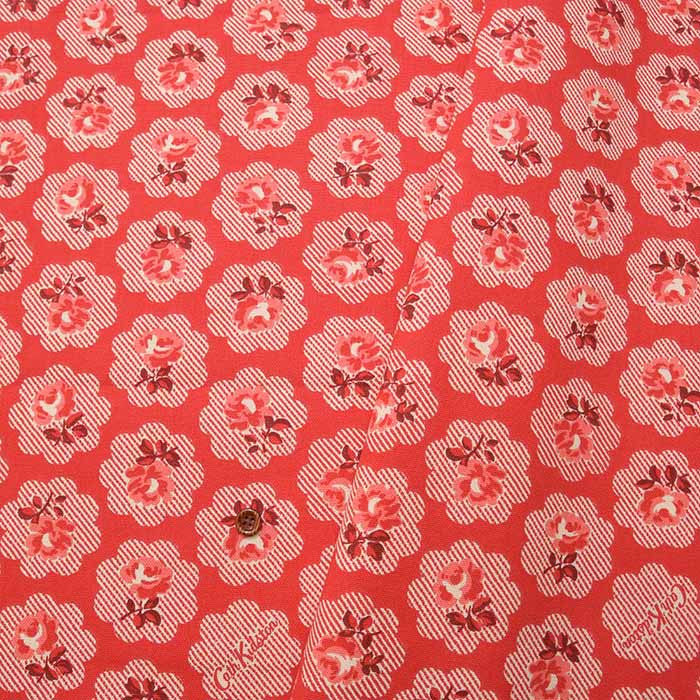 Cotton Light Canvas Fabric <Freston Rose Red> by Cath Kidston - nomura tailor