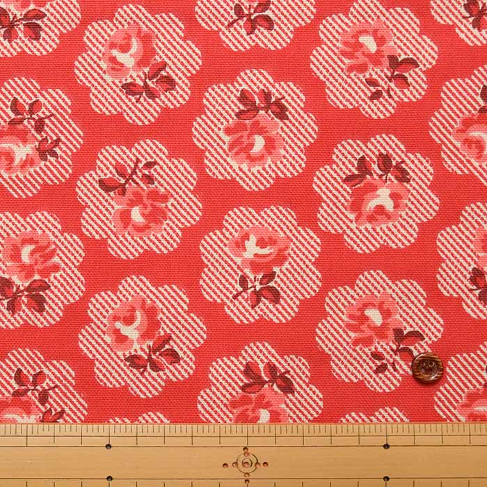 Cotton Light Canvas Fabric <Freston Rose Red> by Cath Kidston - nomura tailor