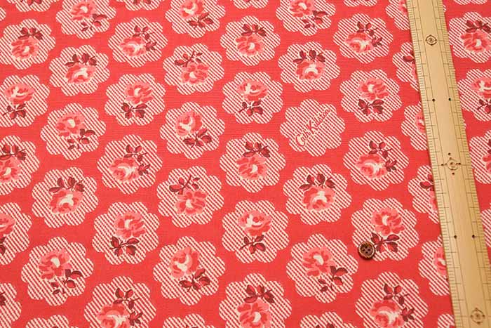 Cotton Light Canvas Fabric <Freston Rose Red> by Cath Kidston - nomura tailor