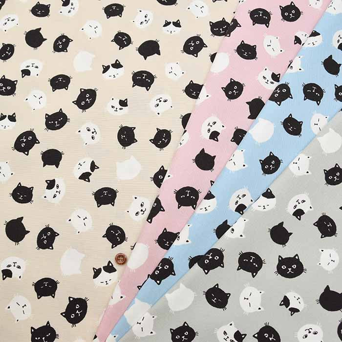 Cotton Ox Printed Fabric Cat Face - nomura tailor