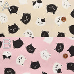 Cotton Ox Printed Fabric Cat Face - nomura tailor