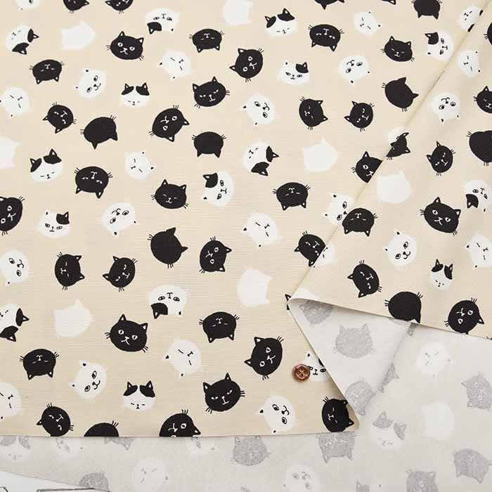 Cotton Ox Printed Fabric Cat Face - nomura tailor