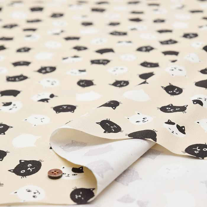 Cotton Ox Printed Fabric Cat Face - nomura tailor