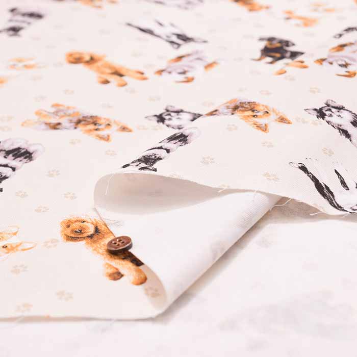 Cotton Ox Printed Fabric - Dog - nomura tailor