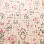 C/L Canvas Printed Fabric - Stripe Eiffel Tower - nomura tailor