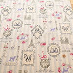 C/L Canvas Printed Fabric - Stripe Eiffel Tower - nomura tailor