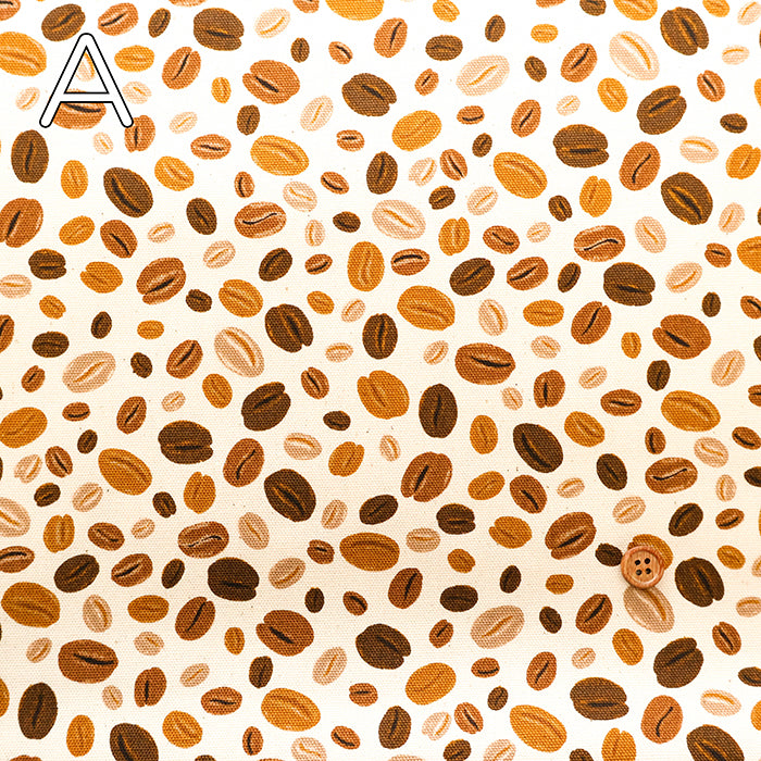 Cotton Oxford Printed Fabric - Coffee Beans - nomura tailor