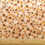 Cotton Oxford Printed Fabric - Coffee Beans - nomura tailor