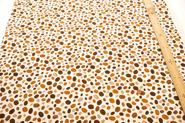Cotton Oxford Printed Fabric - Coffee Beans - nomura tailor