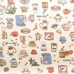 Cotton Oxford Printed Fabric - Cafe - nomura tailor