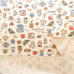 Cotton Oxford Printed Fabric - Cafe - nomura tailor