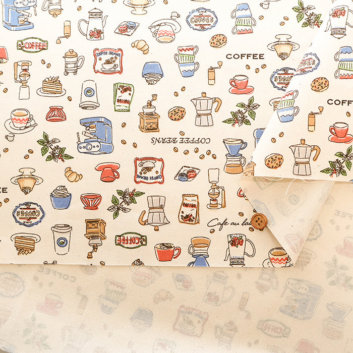 Cotton Oxford Printed Fabric - Cafe - nomura tailor