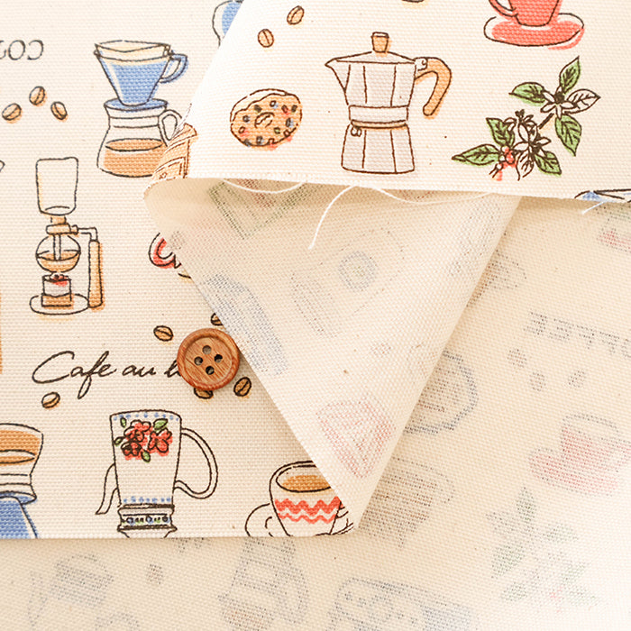 Cotton Oxford Printed Fabric - Cafe - nomura tailor