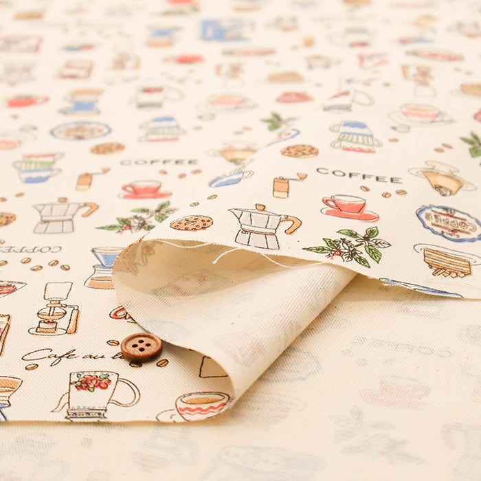 Cotton Oxford Printed Fabric - Cafe - nomura tailor