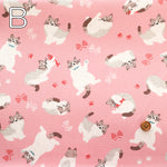 Cotton Oxford Printed Fabric - Floppy Cat - nomura tailor