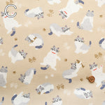 Cotton Oxford Printed Fabric - Floppy Cat - nomura tailor