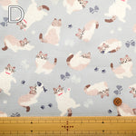 Cotton Oxford Printed Fabric - Floppy Cat - nomura tailor