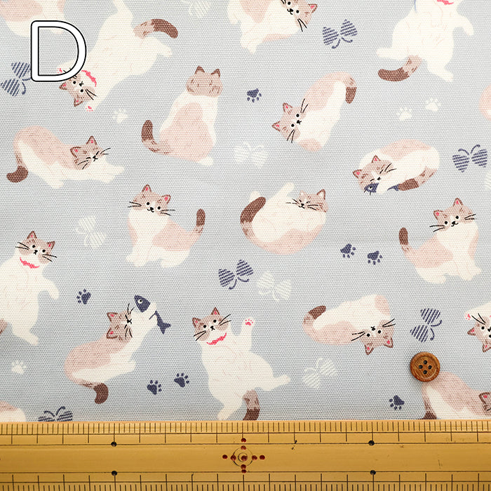 Cotton Oxford Printed Fabric - Floppy Cat - nomura tailor