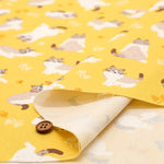Cotton Oxford Printed Fabric - Floppy Cat - nomura tailor