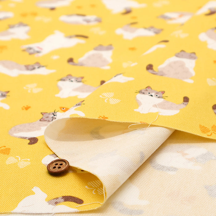 Cotton Oxford Printed Fabric - Floppy Cat - nomura tailor