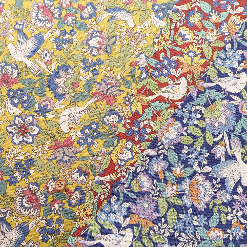 C/L Canvas Printed Fabric - Flowers and birds - nomura tailor