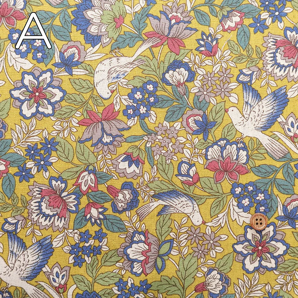 C/L Canvas Printed Fabric - Flowers and birds - nomura tailor