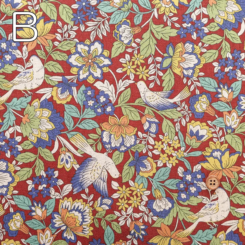 C/L Canvas Printed Fabric - Flowers and birds - nomura tailor
