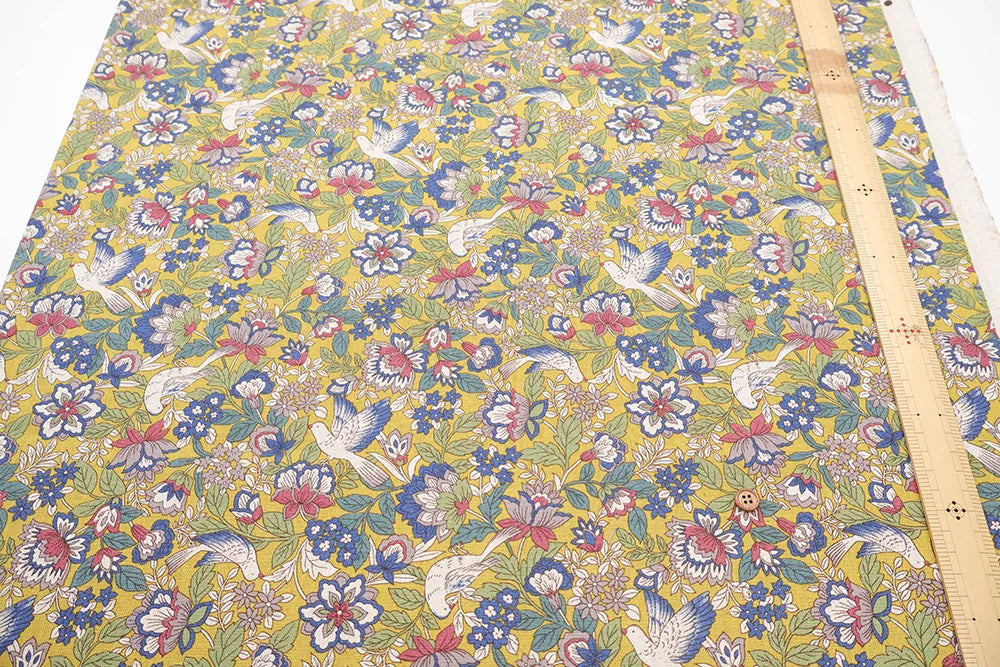 C/L Canvas Printed Fabric - Flowers and birds - nomura tailor