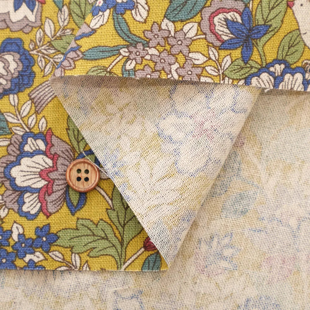 C/L Canvas Printed Fabric - Flowers and birds - nomura tailor