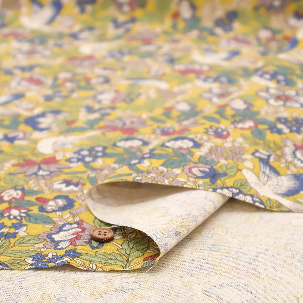 C/L Canvas Printed Fabric - Flowers and birds - nomura tailor