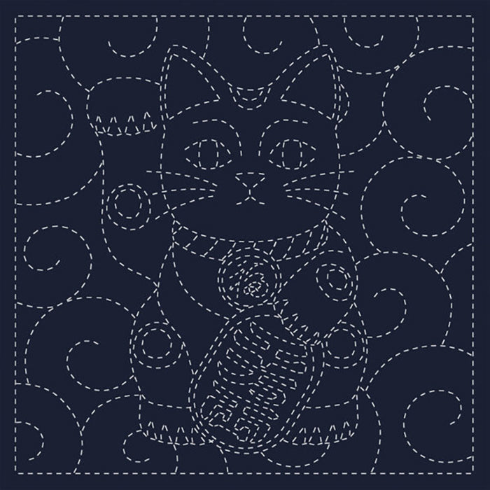 Embroidery Fabric SASHIKO CLOTH <MANEKI -NEKO > - nomura tailor