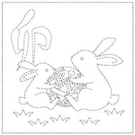 Embroidery Fabric SASHIKO CLOTH <RABBITS > - nomura tailor