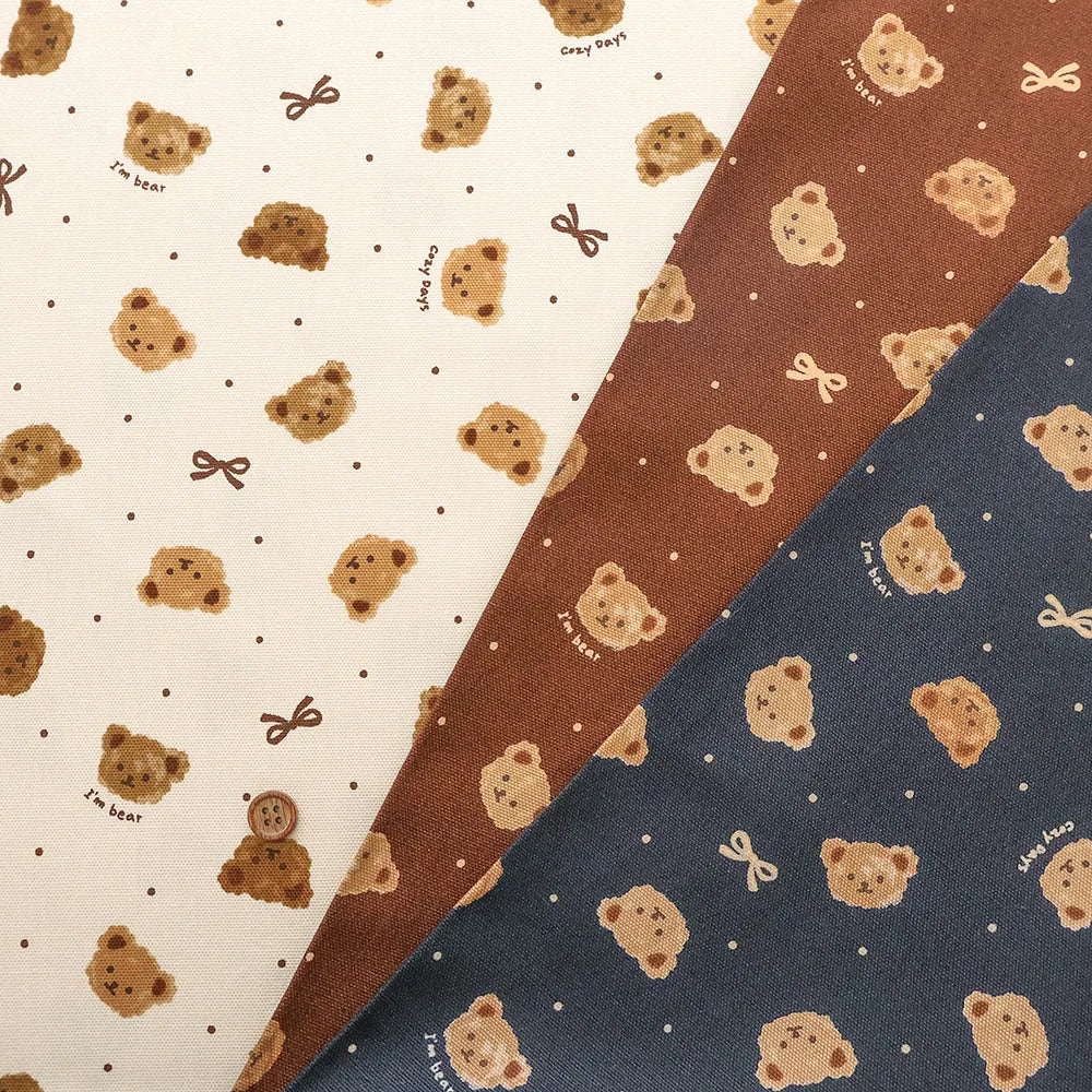 Cotton Oxford Printed Fabric - Bear - nomura tailor