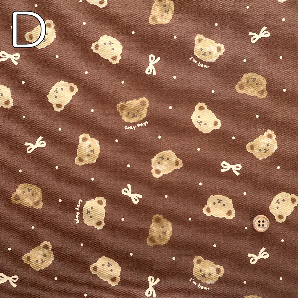 Cotton Oxford Printed Fabric - Bear - nomura tailor